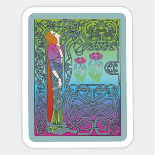 Celtic Lady (blue/pink) Sticker